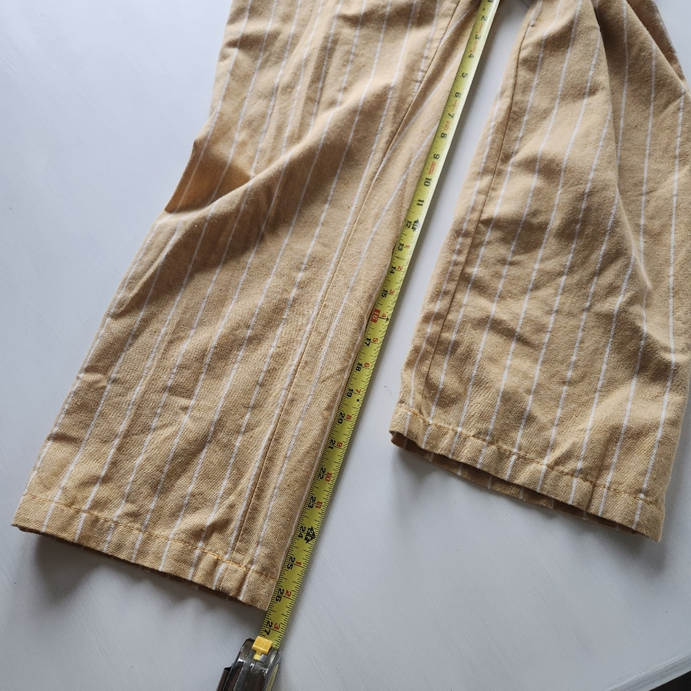 Linen Striped Yellow Jumpsuit - Picture 7 of 10